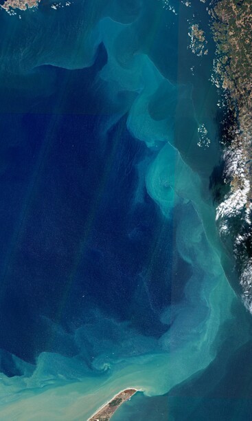Sentinel-2 satellite image of the southeastern North Sea and the Skagerrak Strait