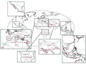 Figure 1: Geographical distribution of Sentinel-2A nighttime targets for the December 2025 campaign