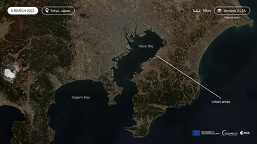 Sentinel-2 natural color image of Tokyo, Japan 8 March 2023