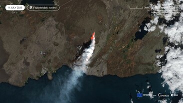 Sentinel-2 image of Fagradalsfjall volcanic area in Iceland 11 July 2023
