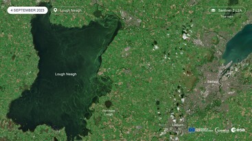 Sentinel-2 image of Lough Neagh in Ireland on 4 September 2023