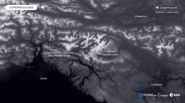 Copernicus Digital Elevation Model 30 of Triglav in Slovenia edit