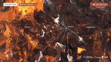 Sentinel-2 image of Chile and Argentinal 23 March 2024 - edit