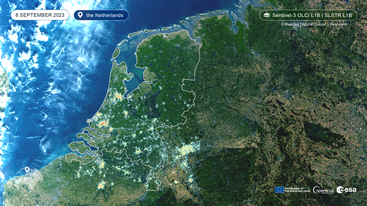 Sentinel-3 openEO image heatwaves the Netherlands