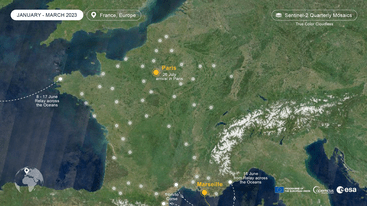 Sentinel-2-quarterly mosaic of France Q1 2023