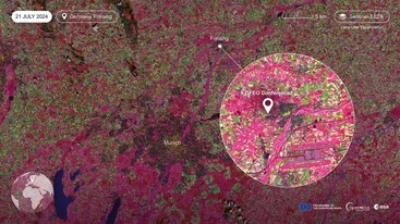 Sentinel-2 image of Freising, Germany 21 July 2024 edit