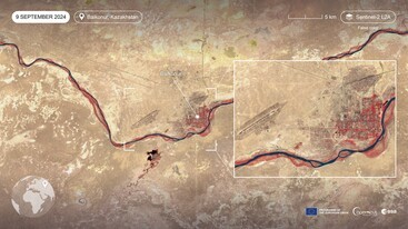 Sentinel-2 image of Baikonur Cosmodrome, Kazachstan 9 September 2024 – edit