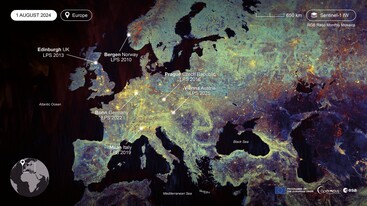 Sentinel-1 RGB  ratio monthly mosaic August 2024 Europe edit 2