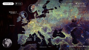 Sentinel-1 RGB  ratio monthly mosaic August 2024 Europe edit