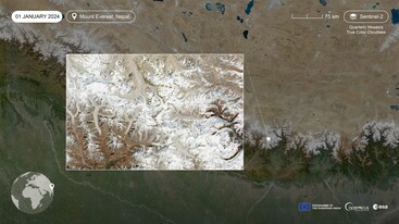 Sentinel-2 quarterly mosaic January 2024 of Mount Everest Nepal - edit