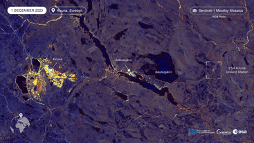 Sentinel-1 monthly mosaic of Kiruna Sweden from 1 December 2023 edit