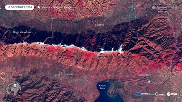 Sentinel-2 L1C image of Belasica Mountain Range on 18 December 2024 edit