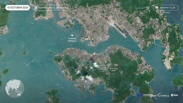 Sentinel-2 image of Victoria Harbour Hong Kong 10 October 2024 edit