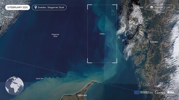 A Sentinel-2 satellite image of the southeastern North Sea and the Skagerrak Strait