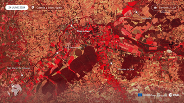 Sentinel-2 satellite visualization of the Duero River Spain 24 June 2024 edit