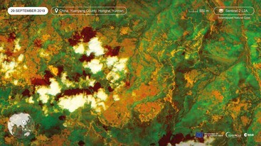 Sentinel-2 image of Yuanyang County, Honghe, Yunnan September 2019 edit