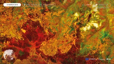 Sentinel-2 image of Yuanyang County, Honghe, Yunnan March 2019 edit