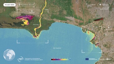 Sentinel-2 True color and water quality products chlorophyll-a concentrations Lake Tanganyika 16 July 2023 edit