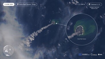 Sentinel-2 L1C image of Home Reef Volcano in Tonga 5 June 2025 edit