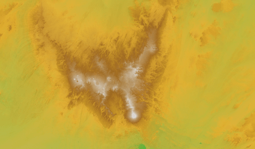 Sentinel-2 quarterly cloudless mosaic from April to June 2025 and Copernicus DEM of Tibesti Region, Chad clean